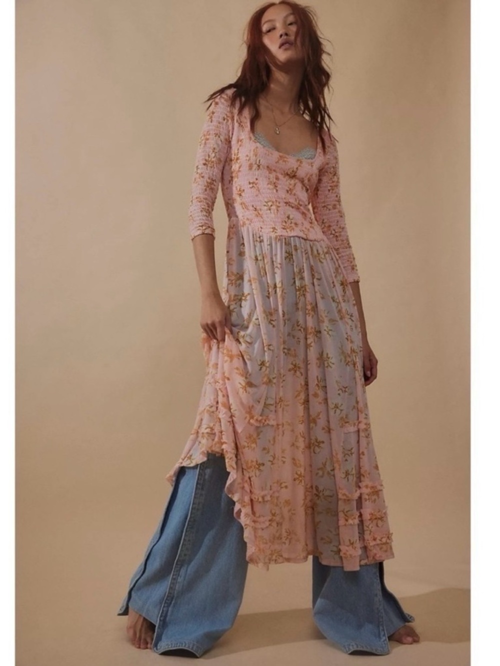 Free People It's Fate Midi Dress in Powder Pink Size Small NWT New